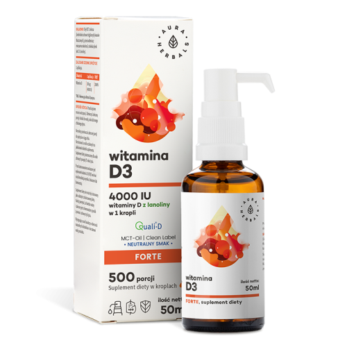 AURA HERBALS Witamina D3 4000 IU w oleju MCT (50 ml) E1