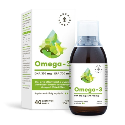 AURA HERBALS  - Omega-3 370 DHA / 700 EPA, płyn 200 ml