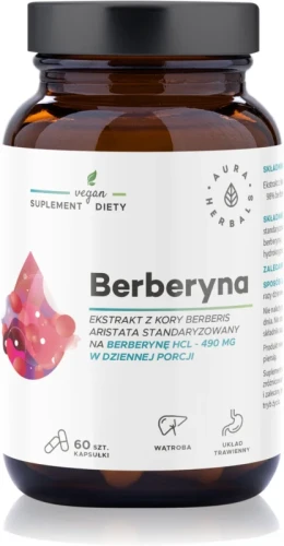 Aura  Herbals Berberyna 490 mg, HCL, Berberis aristata, kapsułki 60 szt. 