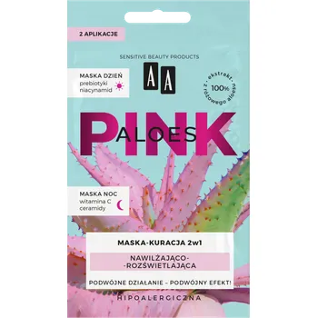 AA ALOES AA Aloes Pink Nawilżająco-rozświetlająca maska kuracja dzień + noc 2x4 g