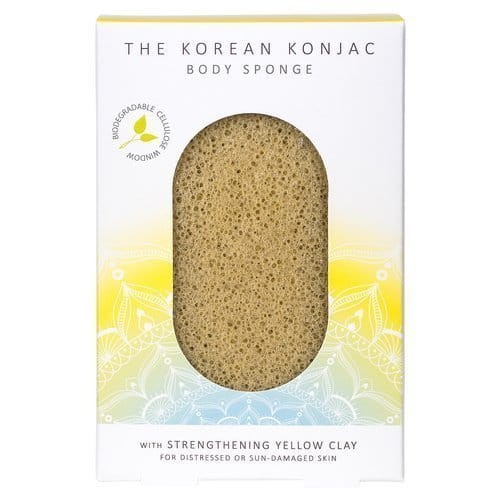 KONJAC -Gąbka Konjac Mandala do ciała z żółtą glinką do skóry zmęczonej, zniszczonej, uszkodzonej przez słońce