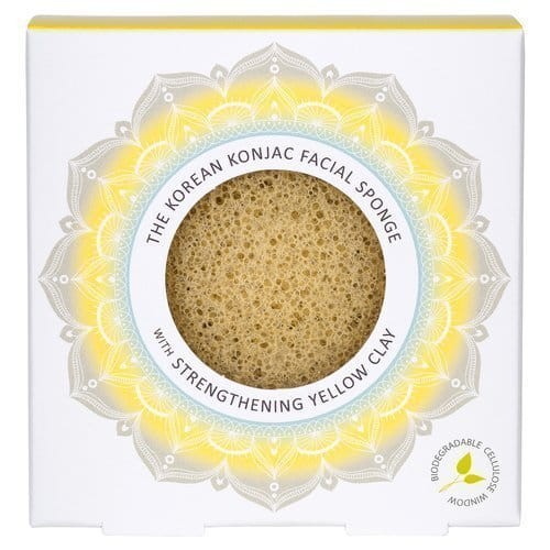  KONJAC -Gąbka Konjac Mandala do twarzy z żółtą glinką dla cery zmęczonej, zniszczonej, uszkodzonej przez słońce