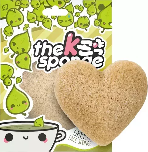 KONJAC -Gąbka Konjac K-Sponge zielona herbata i serce z konjacu