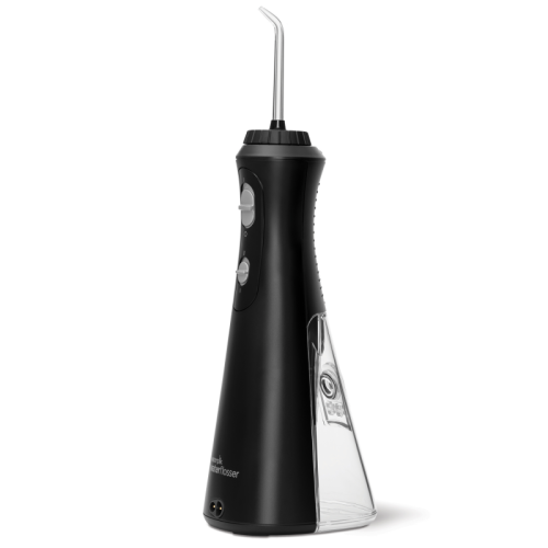 WATERPIK WP-492EU BLACK - irygator bezprzewodowy w kolorze czarnym z 4 końcówkami