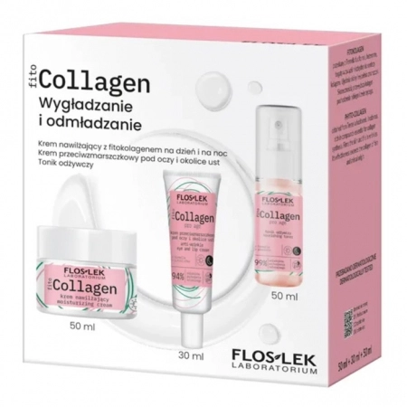 FLOSLEK - Zestaw fitoCOLLAGEN Wygładzanie i odmładzanie (Krem nawilżający + Krem pod oczy + Tonik)
