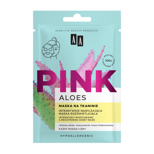 AA ALOES AA Aloes Pink Intensywnie nawilżająca maska rozświetlająca na tkaninie 18 ml 