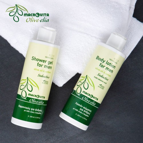MACROVITA Olive.elia Seductive żel pod prysznic dla mężczyzn z bio-oliwą i bawełną 200ml