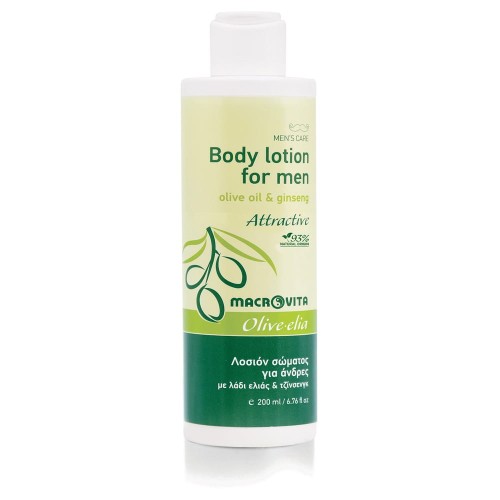 MACROVITA Olive.elia Attractive naturalne mleczko do ciała dla mężczyzn z bio-oliwą i żeń-szeniem 200ml
