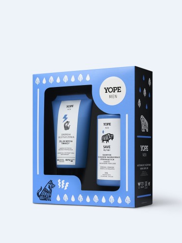 YOPE Zestaw dla mężczyzn - szampon i żel do mycia twarzy SAVE my hair