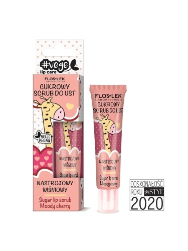 FLOSLEK - VEGE LIP CARE Cukrowy scrub do ust nastrojowy wiśniowy 14 g