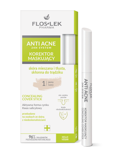 FLOSLEK  - ANTI ACNE 24H System Korektor maskujący jasny 1 