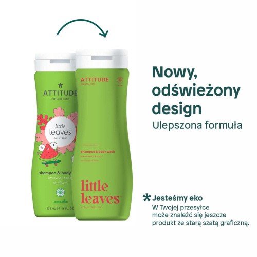 Attitude LITTLE LEAVES™, Szampon i żel do mycia ciała dla dzieci, arbuz i kokos, 473 ml (1)