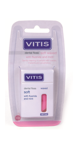 Dentaid VITIS Dental Floss - delikatna, pęczniejąca nić dentystyczna z fluorem i miętą 50m