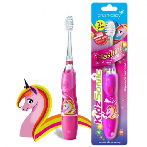 BRUSH-BABY  KIDZSONIC Unicorn - szczoteczka soniczna dla dzieci w wieku 3+ lat z jednorożcem