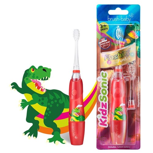 BRUSH-BABY  KIDZSONIC Dinosaur - szczoteczka soniczna dla dzieci w wieku 3+ lat z dinozaurem