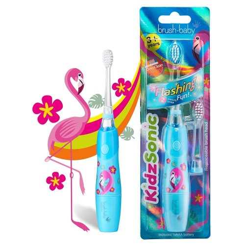 BRUSH-BABY  KIDZSONIC Flaming - szczoteczka soniczna dla dzieci w wieku 3+ lat z flamingiem