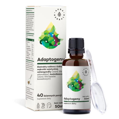 AURA HERBALS -Adaptogeny – 100% naturalne ekstrakty roślinne, płyn 50 ml Aura Herbals