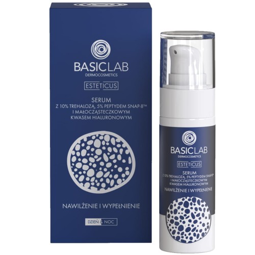 BasicLab  Esteticus - Serum z 10% Trehalozą, 5% Peptydem i Kwasem Hialuronowym, Nawilżenie i Wypełnienie - 30ml