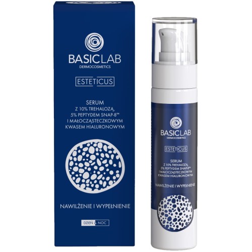 BasicLab  Esteticus - Serum z 10% Trehalozą, 5% Peptydem i Kwasem Hialuronowym, Nawilżenie i Wypełnienie - 50ml