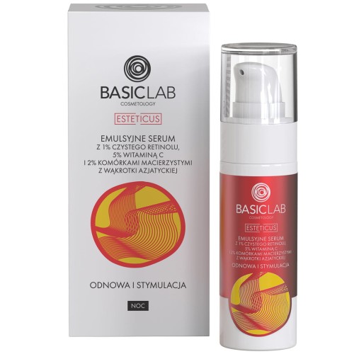 Basiclab Odnowa I Stymulacja Serum 1% Retinolu 5% Witaminy C Koenzymem Q10 I 2% Komórek Macierzystych 30 ml