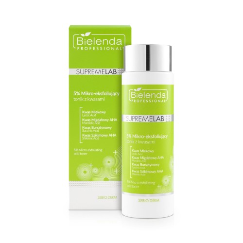 Bielenda Professional SupremeLab Sebio Derm 5% mikro-eksfoliujący tonik z kwasami 200ml