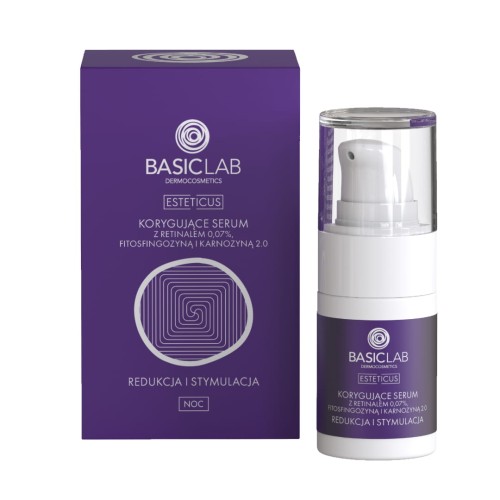 BASICLAB Korygujące Serum Z Retinalem 0,07% , Fitosfingozyną I Karnozyną 15 Ml