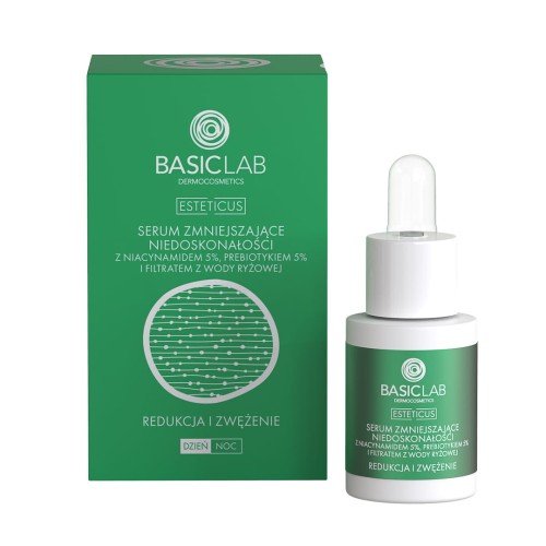 BASICLAB Serum Zmniejszające Niedoskonałości Z Niacynamidem 5 % I Prebiotykiem 15 ml