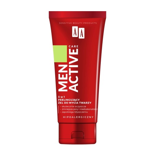 5900116086149-1 AA Men Active Care 3w1 peelingujący żel do mycia twarzy 150ml (P1)