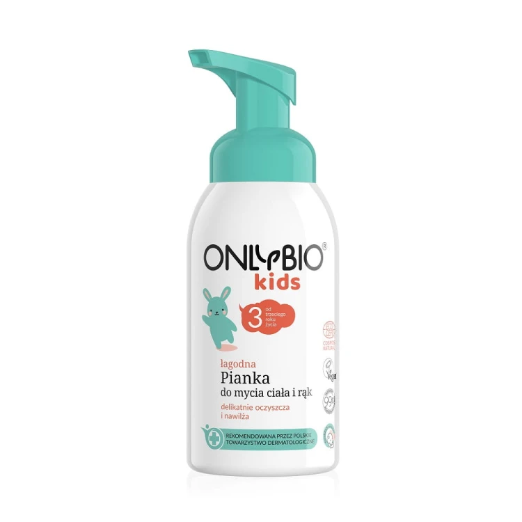 5902811789004-1 OnlyBio Kids łagodna pianka do mycia ciała i rąk od 3. roku życia 300ml (P1)