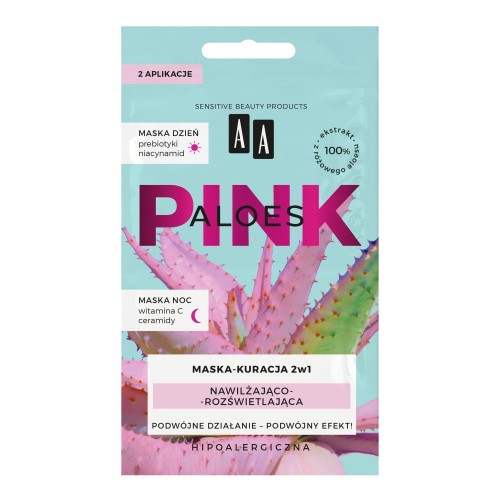 5900116088877-1 AA Aloes Pink nawilżająco- rozświetlająca maska kuracja dzień i noc 2x4g (P1)