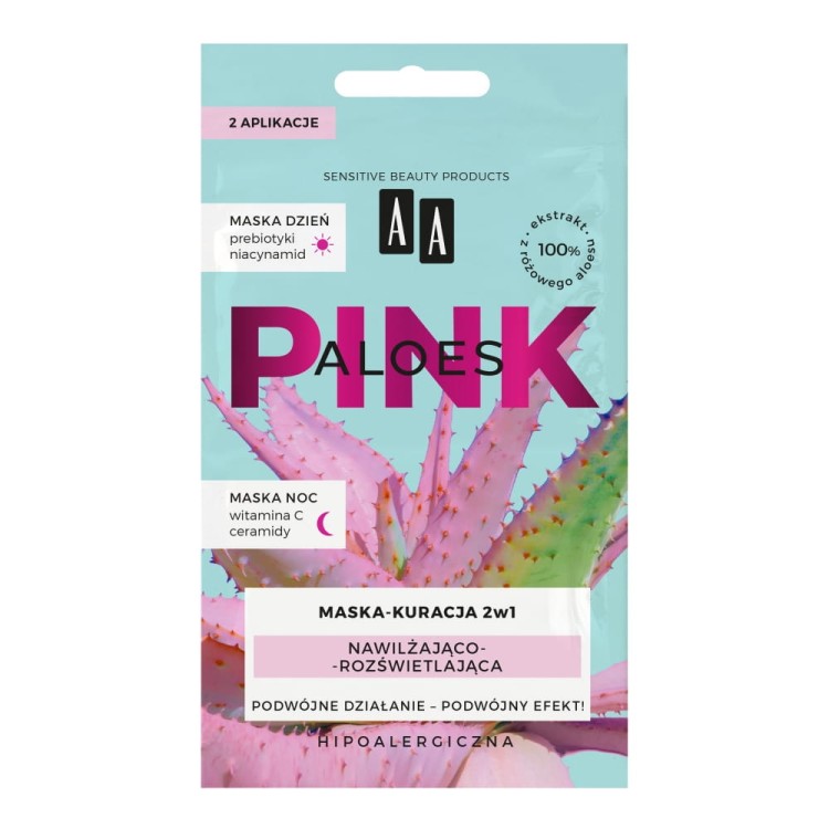 5900116088877-1 AA Aloes Pink nawilżająco- rozświetlająca maska kuracja dzień i noc 2x4g (P1)