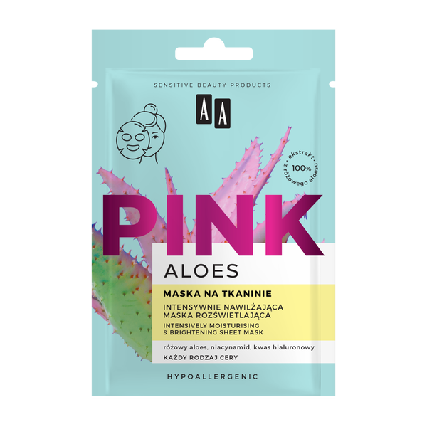 AA ALOES AA Aloes Pink Intensywnie nawilżająca maska rozświetlająca na tkaninie 18 ml 